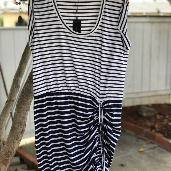 NWT VERONICA BEARD Tamri Navy and White Striped Rouched Dress Size XL - Picture 9 of 10